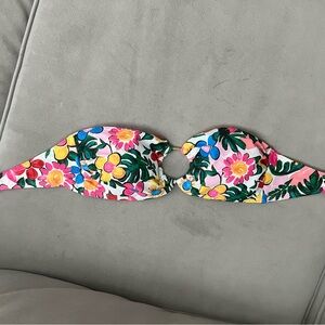 Floral Bikini Top with Ring Detail